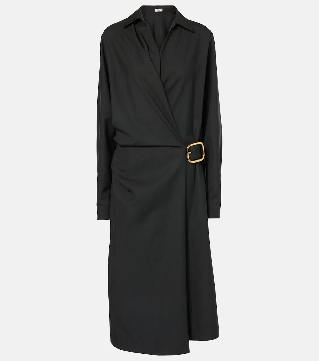 LOEWE Belted Wool Dress In Black