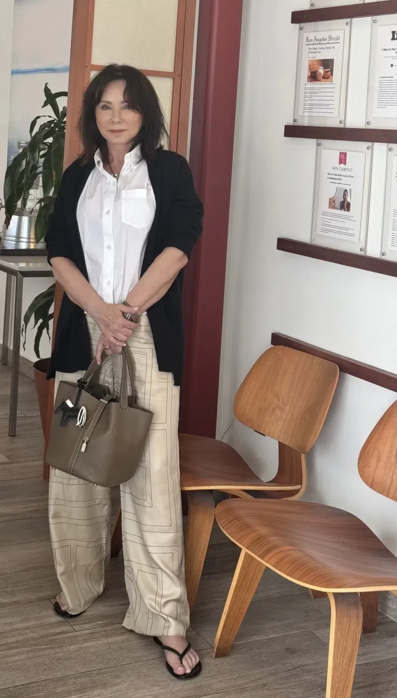 TOTÊME Monogram Silk Straight-leg Ankle Pajama Pants In Brown