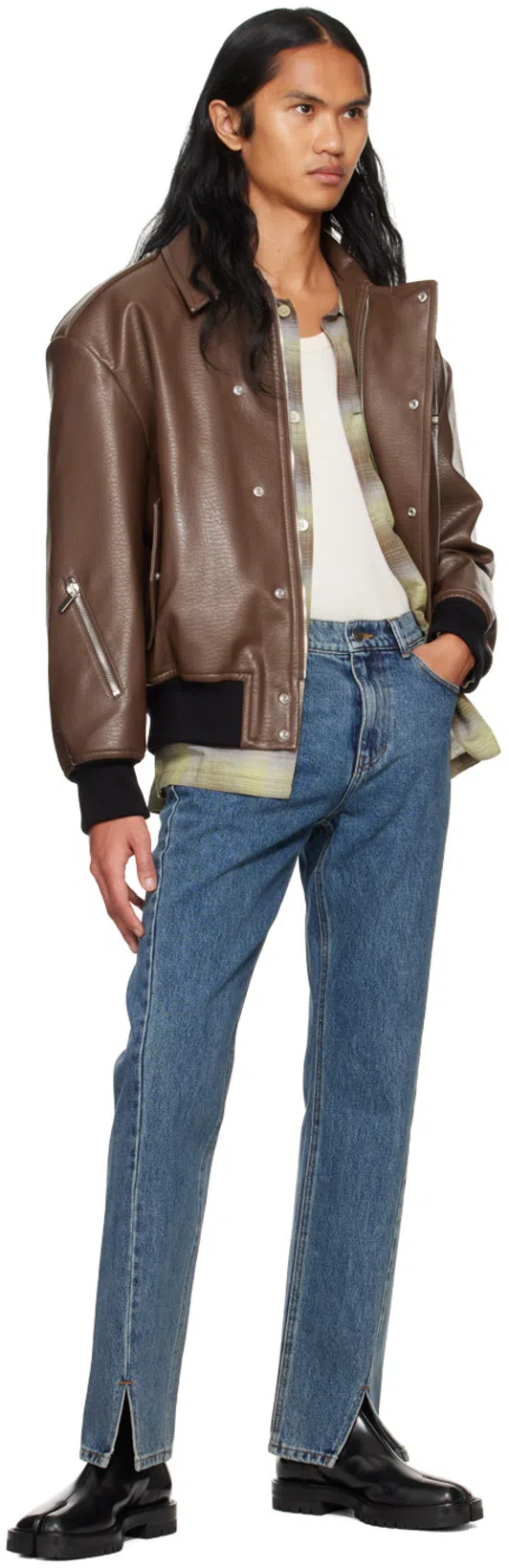 MAISON MARGIELA Black Leather Tabi Ankle Boots Men In Multi