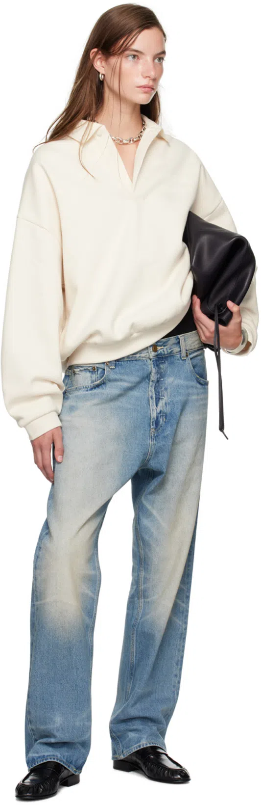 THE ROW Belvedere Leather Bucket Bag In Black