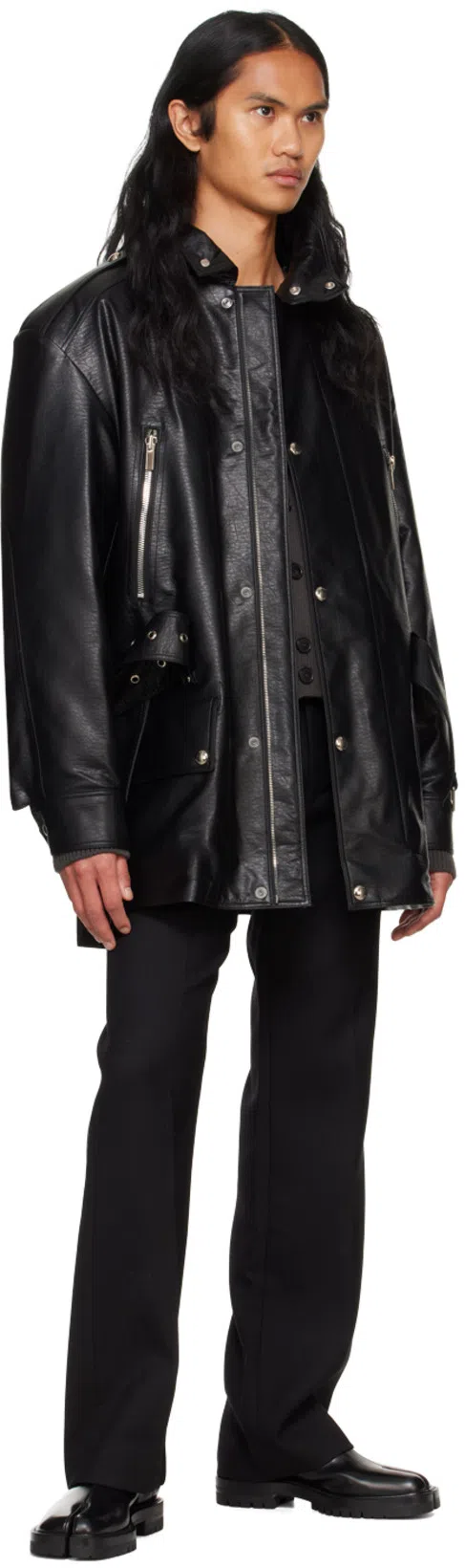 MAISON MARGIELA Black Leather Tabi Ankle Boots Men In Multi