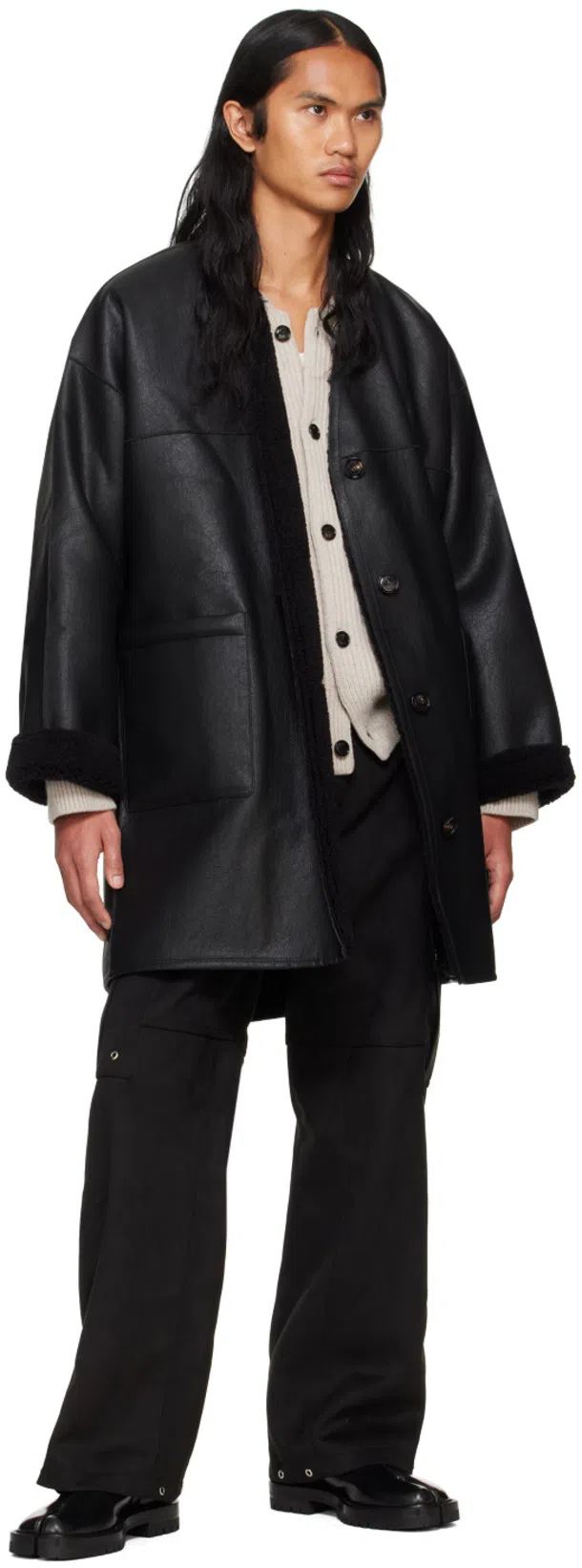 MAISON MARGIELA Black Leather Tabi Ankle Boots Men In Multi