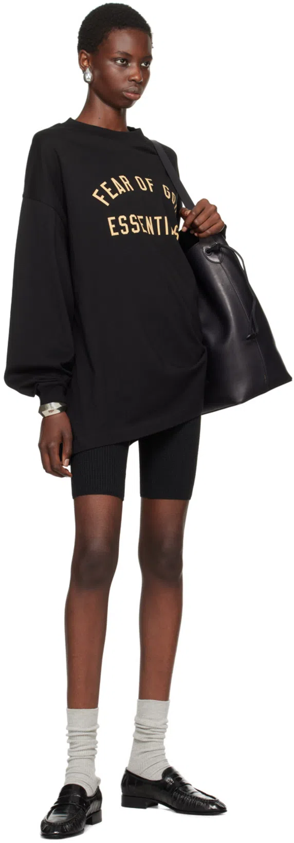 THE ROW Belvedere Leather Bucket Bag In Black