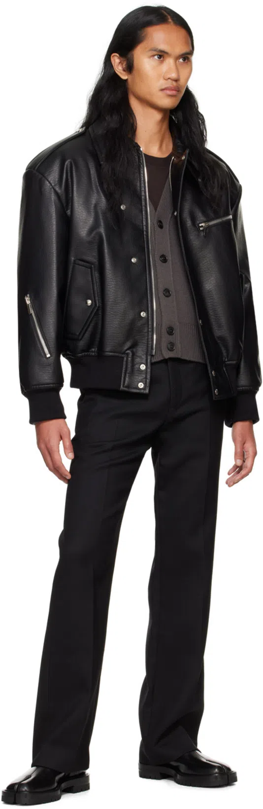 MAISON MARGIELA Black Leather Tabi Ankle Boots Men In Multi