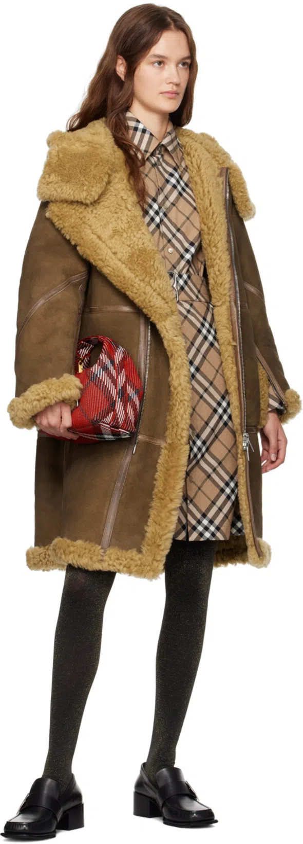 BURBERRY Chemisier Cotton Short Dress With Check Print In Nude