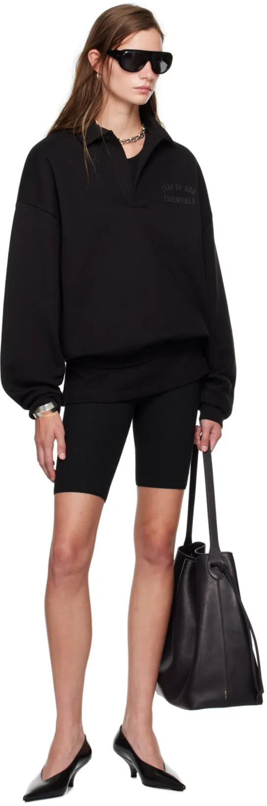 THE ROW Belvedere Leather Bucket Bag In Black