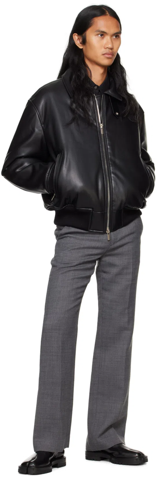 MAISON MARGIELA Black Leather Tabi Ankle Boots Men In Multi