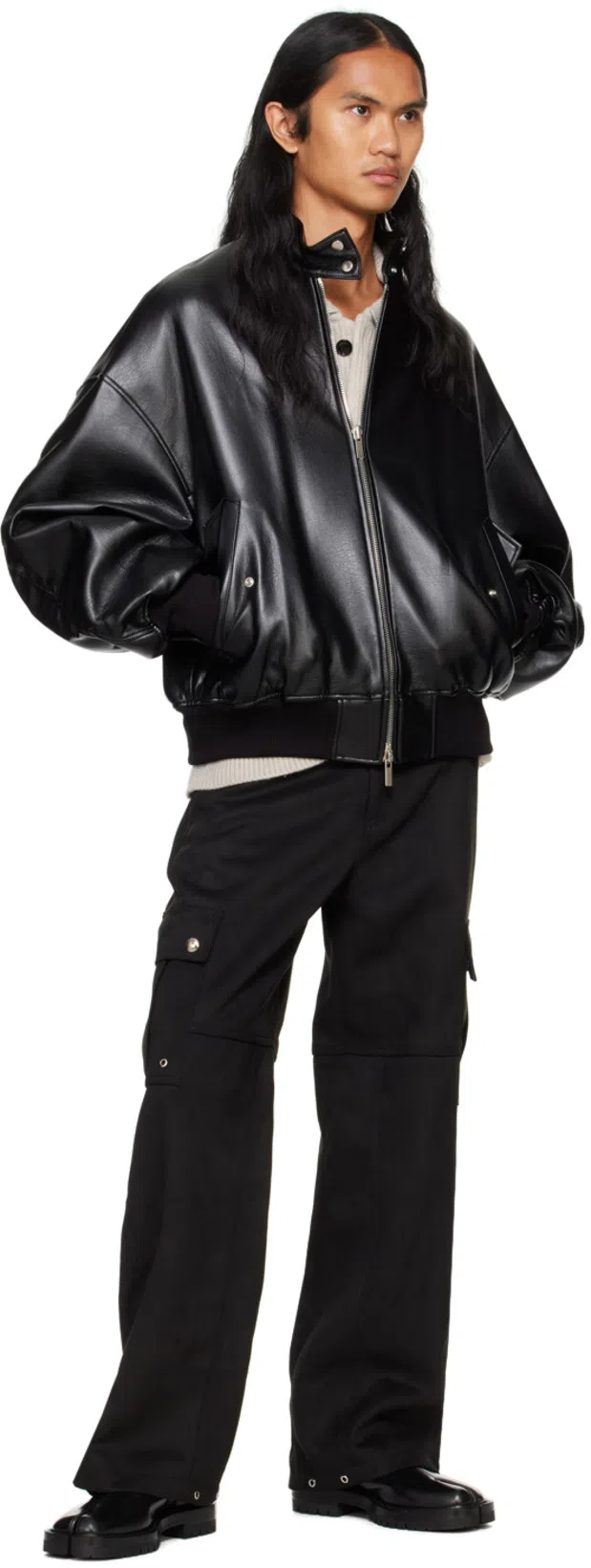 MAISON MARGIELA Black Leather Tabi Ankle Boots Men In Multi