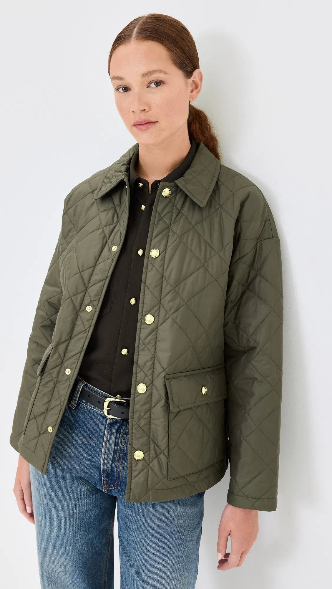 NILI LOTAN Quilted Casual Jacket In Green