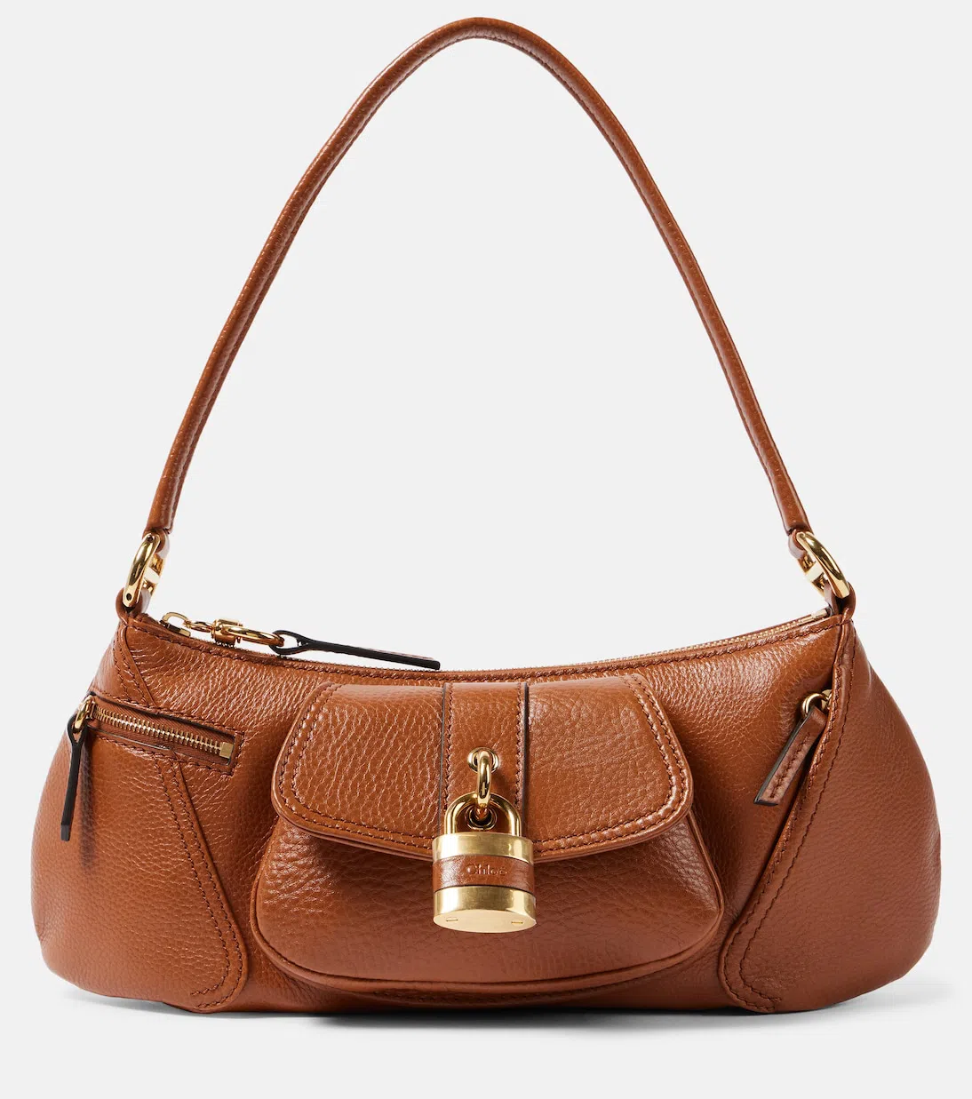 CHLOÉ The 99 Shoulder Bag In Shiny Grained Calfskin In Clay Brown