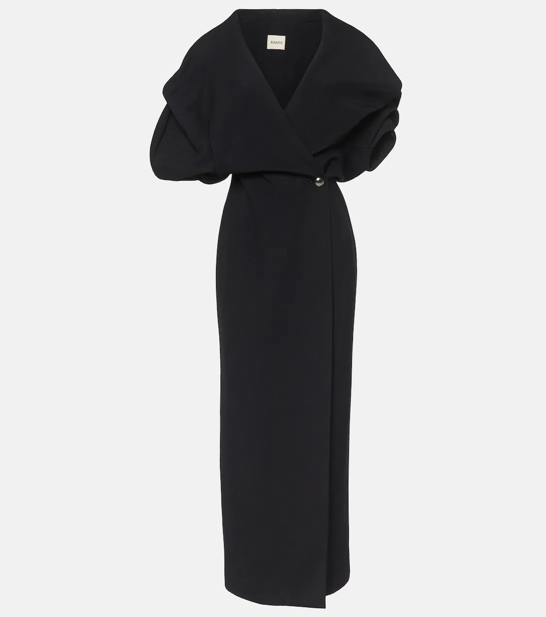 KHAITE Truman Grain De Poudre Midi Dress In Black