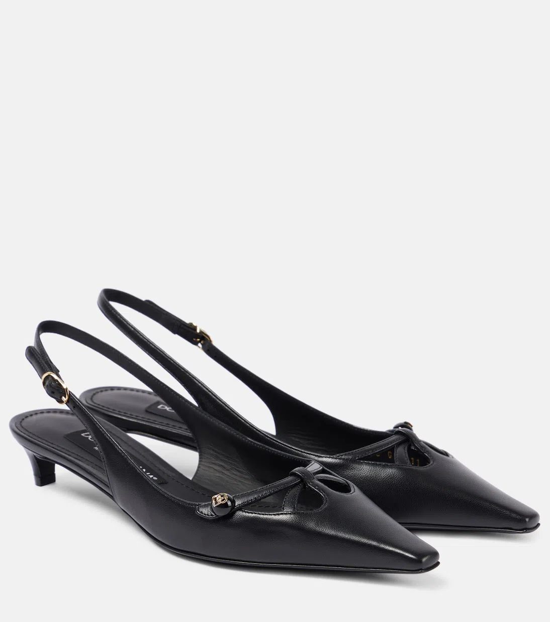 DOLCE & GABBANA Cocco Print Leather Slingback Dãcol In Black