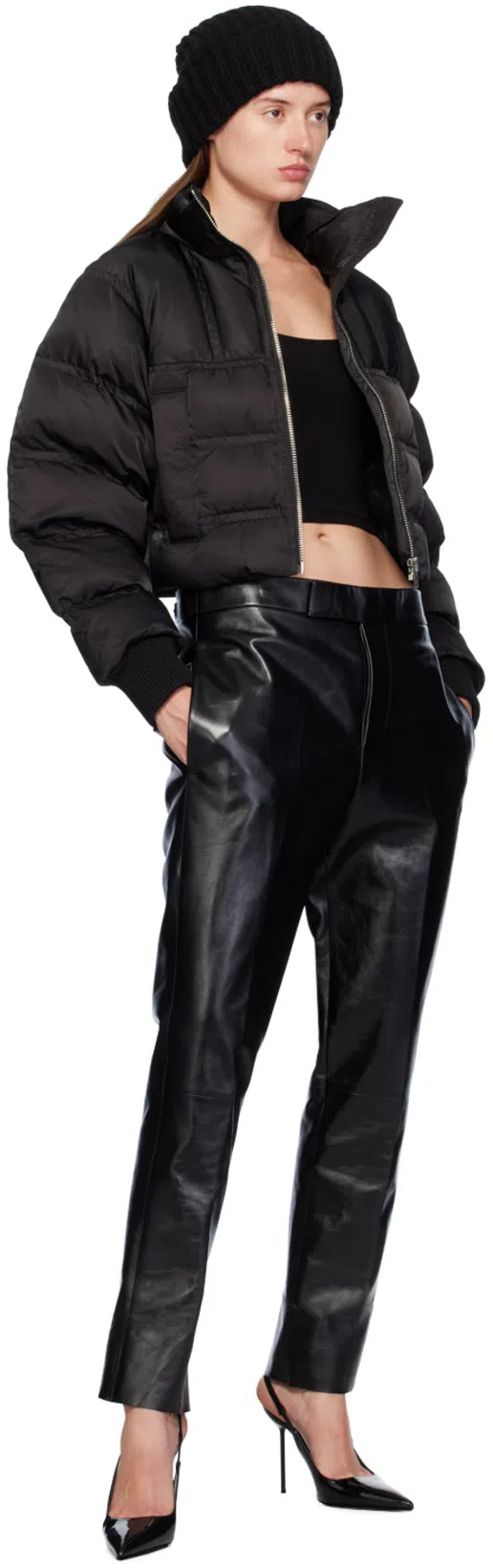 PARIS TEXAS 105mm Lidia Patent Leather Slingbacks In Black