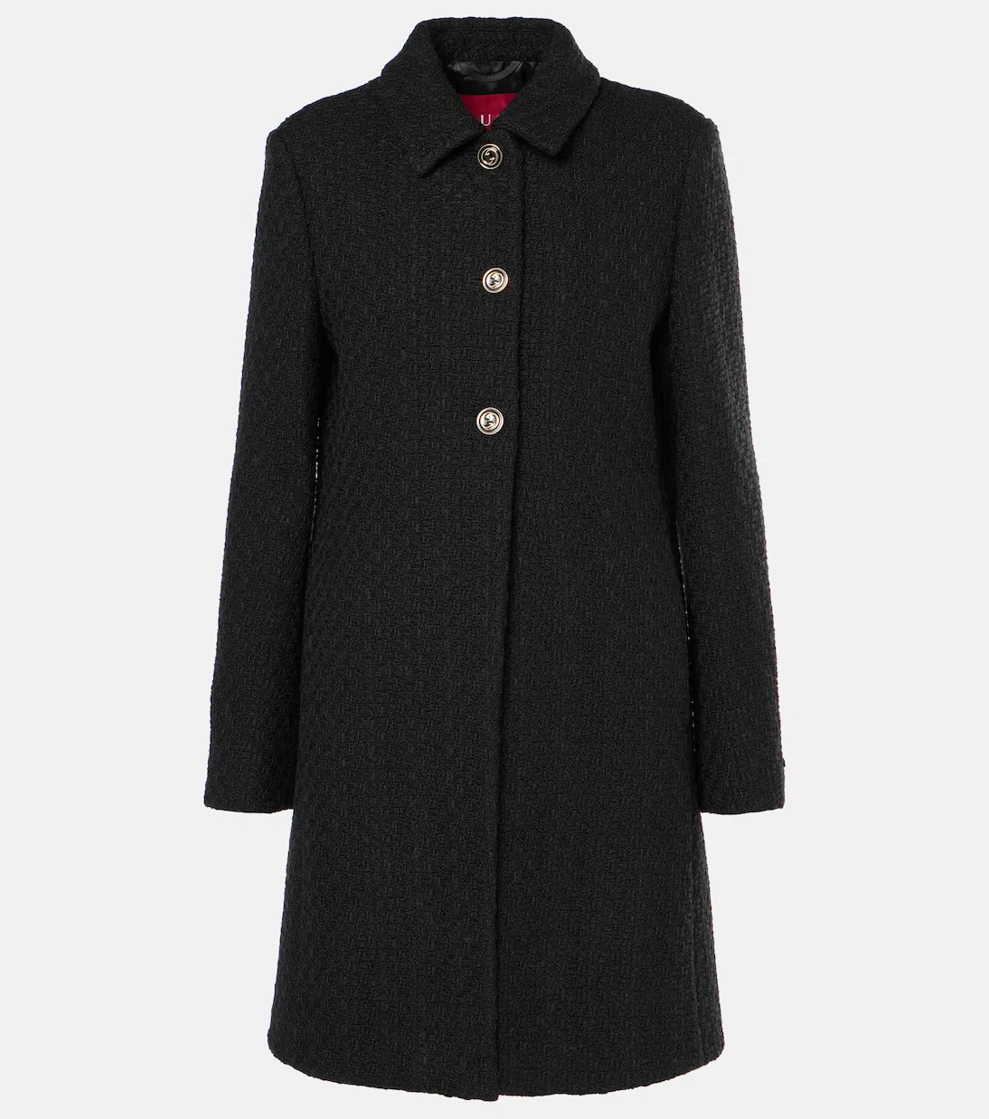 GUCCI Tweed Coat With Long Sleeves And Textured Fabric In Black