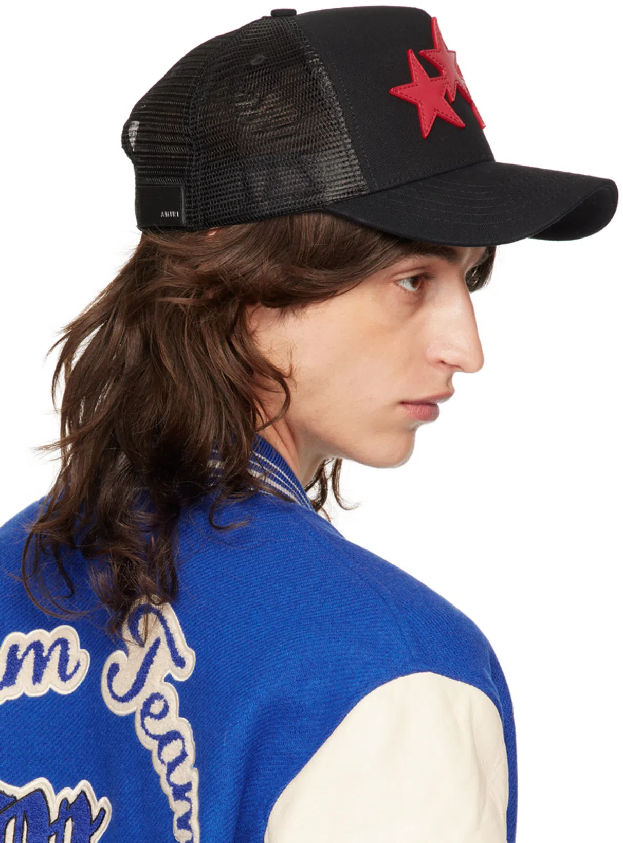 AMIRI Blue Sunfaded Baseball Denim Shirt