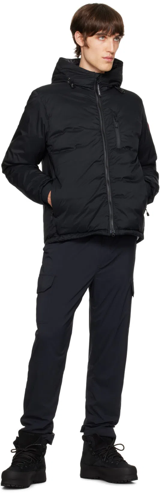 CANADA GOOSE Lodge Packable Windproof 750 Fill Power Down Hooded Jacket In Black