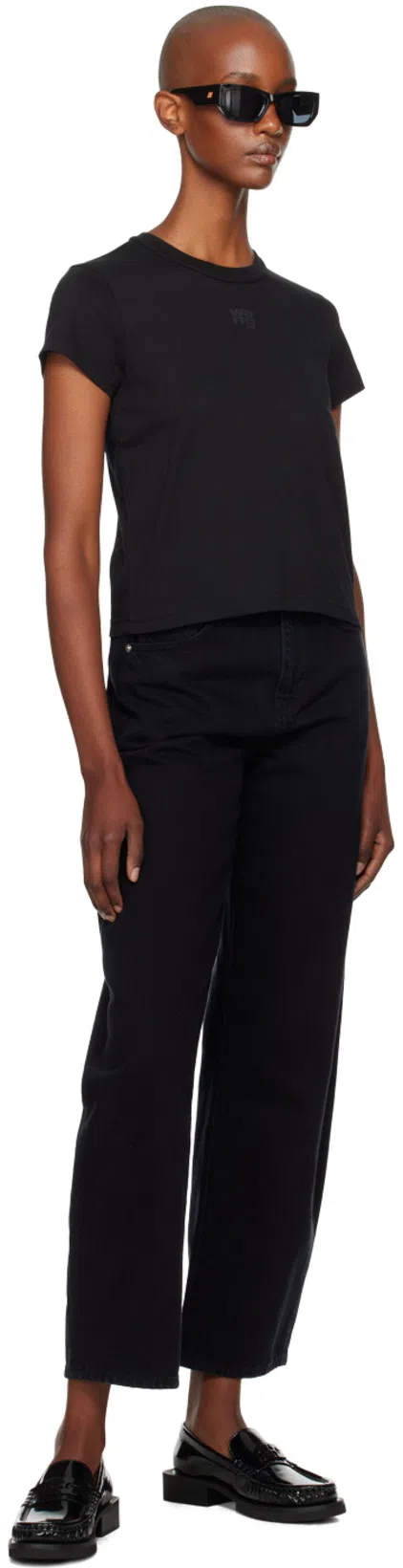 ALEXANDER WANG T T By Alexander Wang Puff Logo Shrunken T-shirt In Black