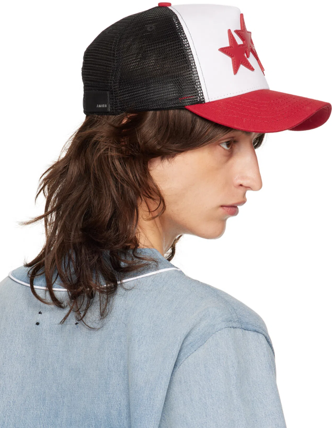 AMIRI Blue Sunfaded Baseball Denim Shirt