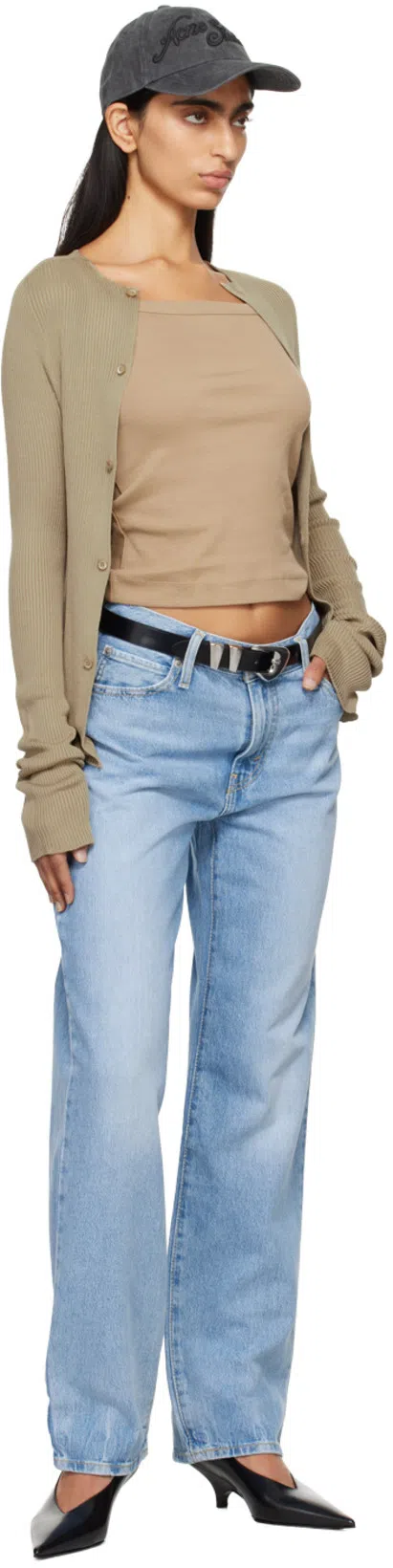 RIER Khaki Button Cardigan In Yuta