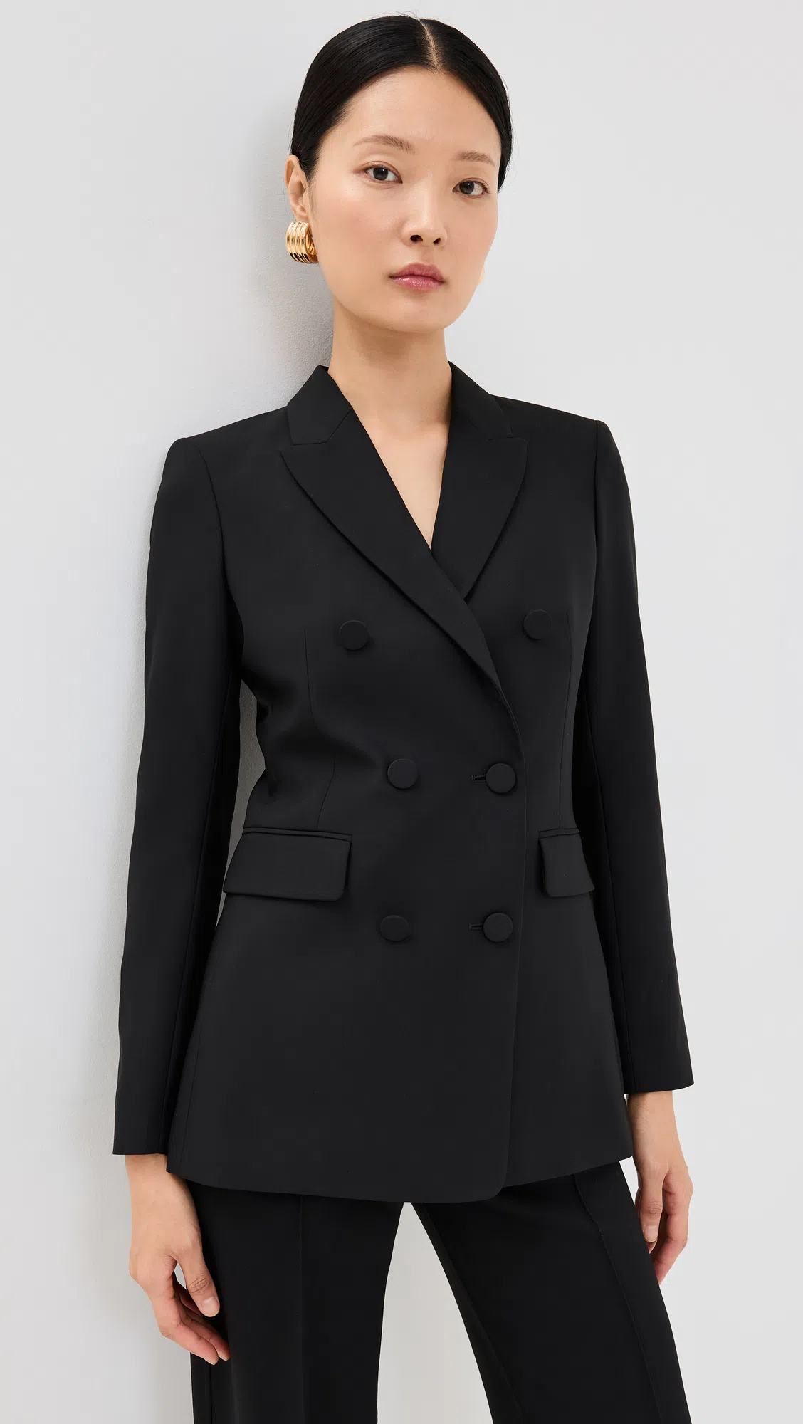 ANOTHER TOMORROW Doppio Wide Leg Pant In Black