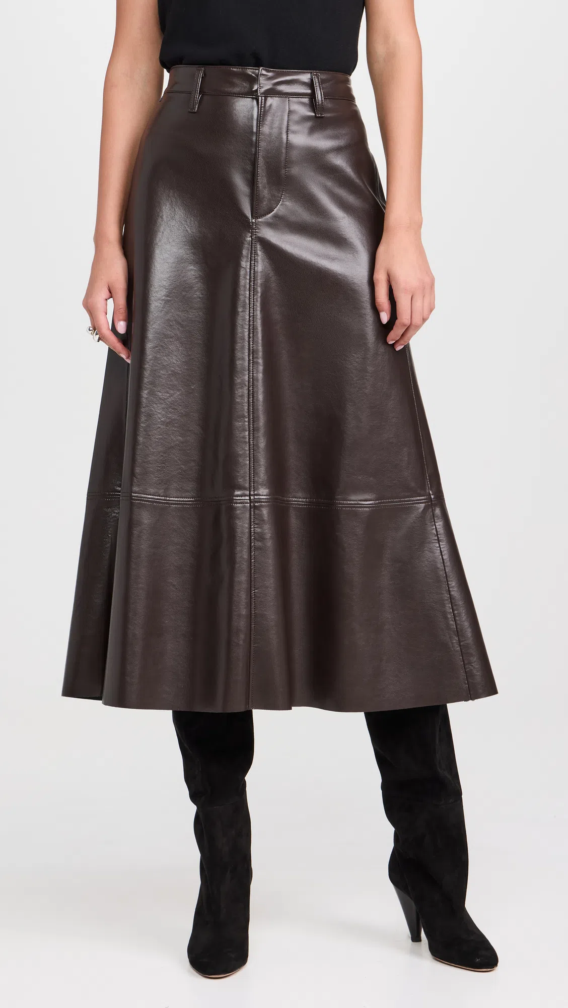 CITIZEN OF HUMANITY Cassia Leather Skirt In Chocolate Dark Brown