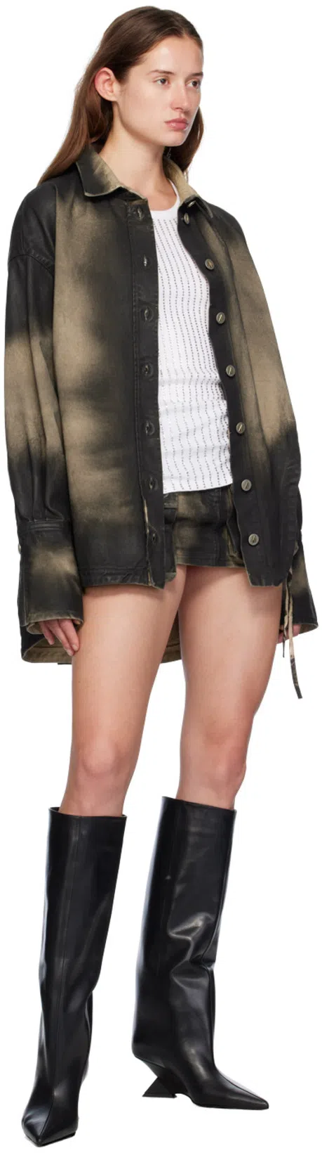 ATTICO 'fay' Beige Mini-skirt With Oversized Cargo Pockets In Brown