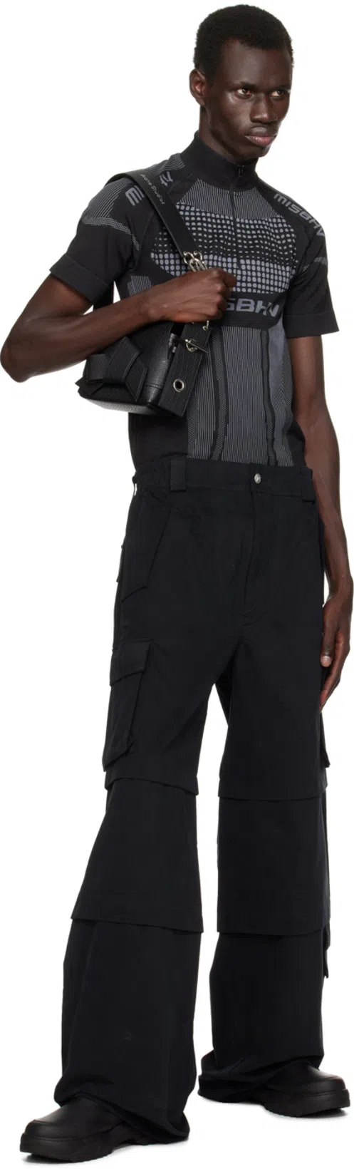 ACNE STUDIOS Musubi Mini Chain-embellished Full-grain Leather Messenger Bag In 900 Black