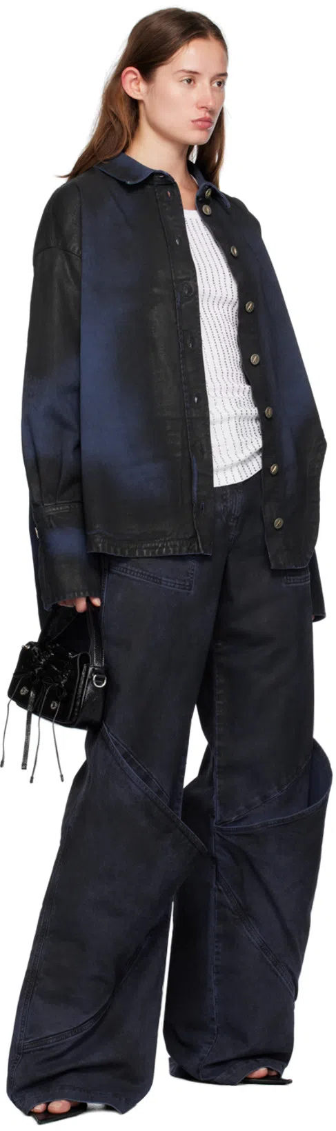 ACNE STUDIOS Sleek Calf Leather Tote Bag With Flap Pockets In Black