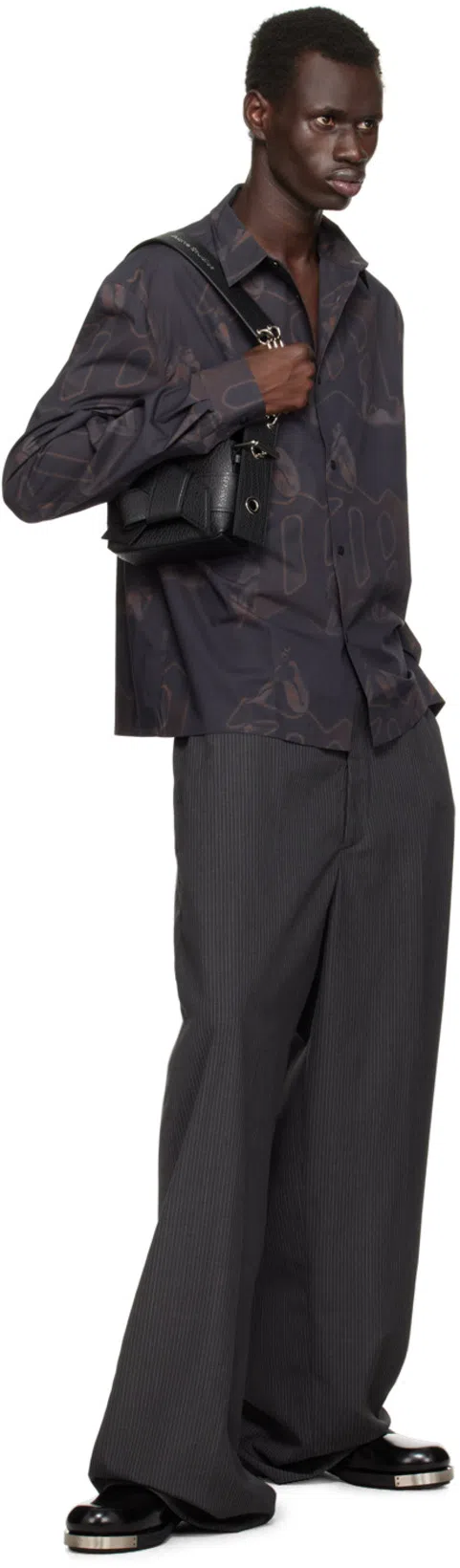 ACNE STUDIOS Musubi Mini Chain-embellished Full-grain Leather Messenger Bag In 900 Black