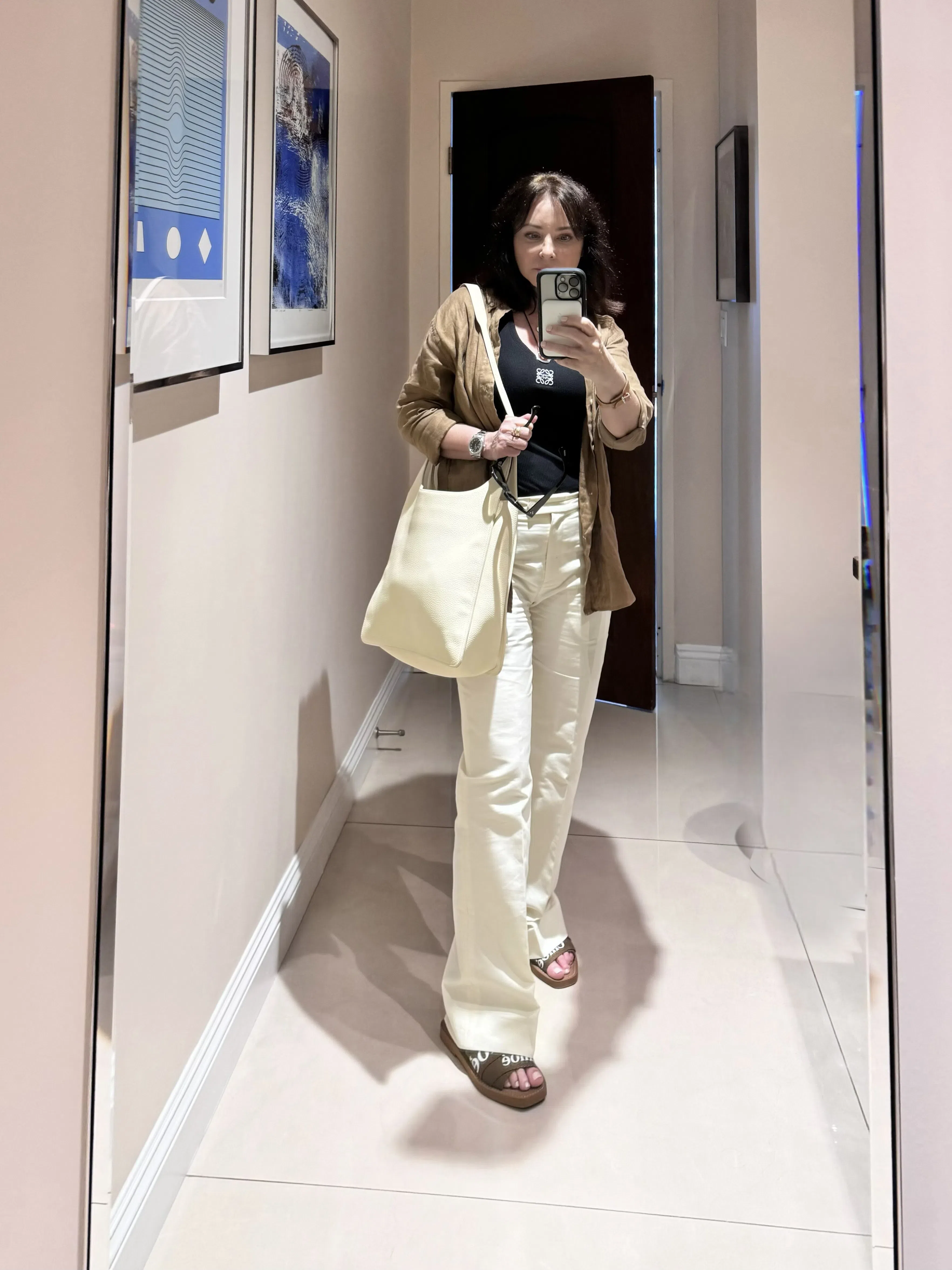 CHLOÉ Woody Flat Logo Ribbon Slide Sandals In White