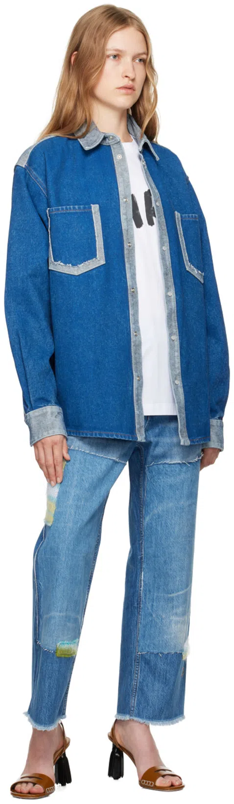 MARNI Blue Patch Jeans In Sdb50 Iris Blue