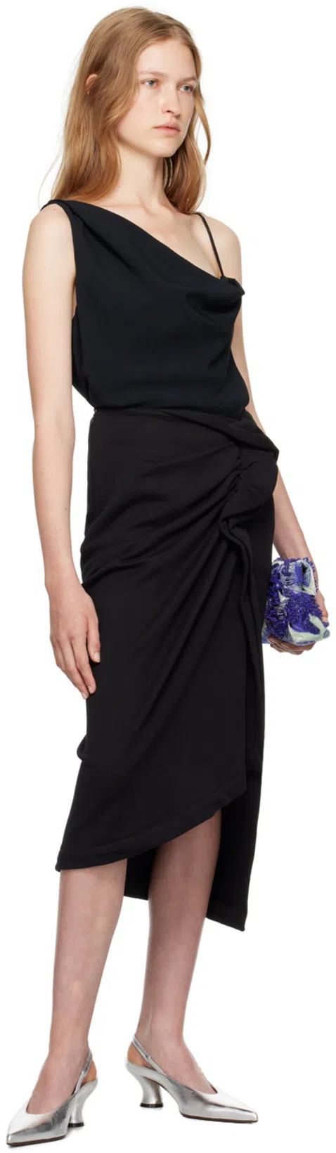 DRIES VAN NOTEN Black Skirt With Draping