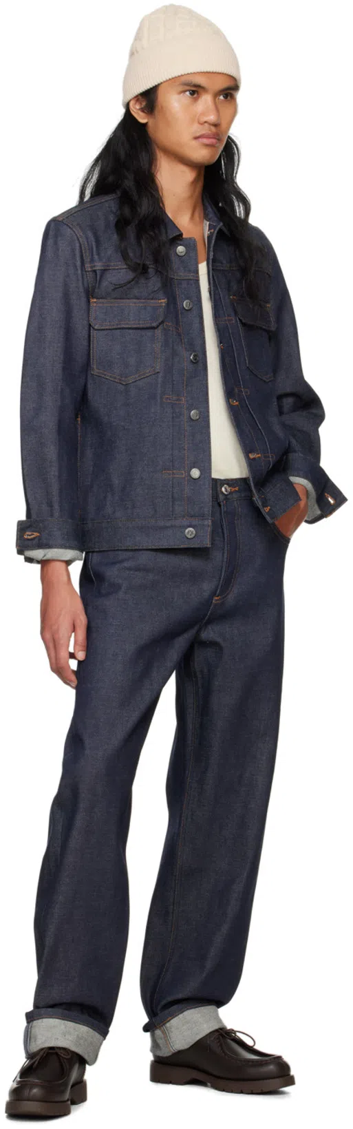 APC A.p.c. Classic Indigo Denim Jacket With Structured Silhouette In Blue