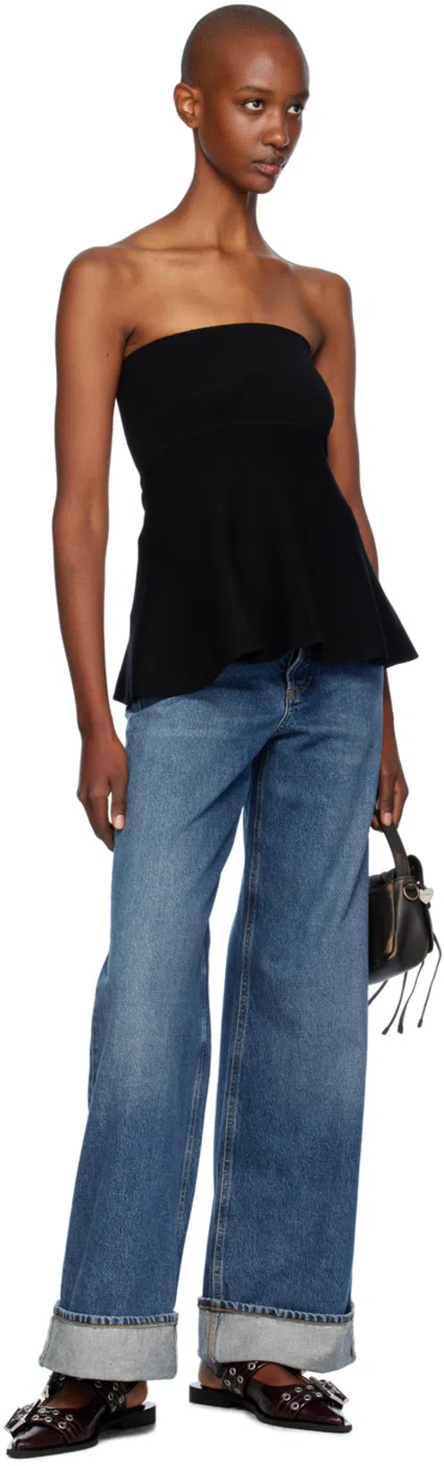 THE FRANKIE SHOP Exclusive Agathe Knit Peplum Top In Black