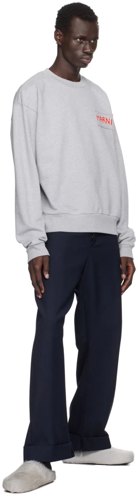MARNI Cotton Jersey Sweatshirt In Gray