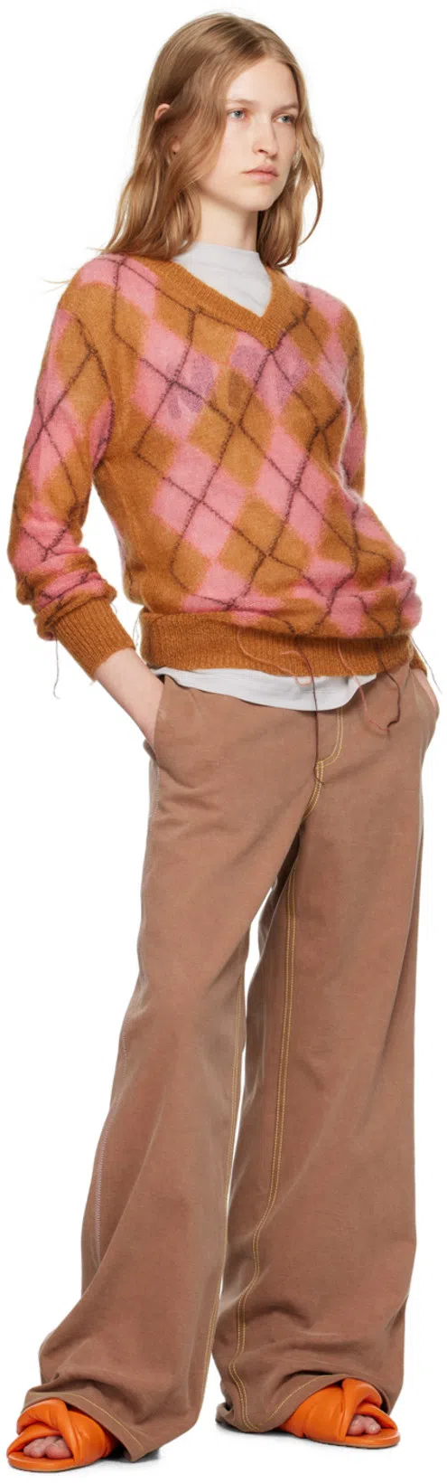 MARNI Brown Contrast Stitching Jeans In 00m40 Raisin