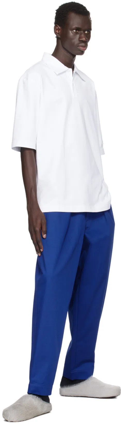 MARNI Men's Logo Cotton Polo Shirt In White