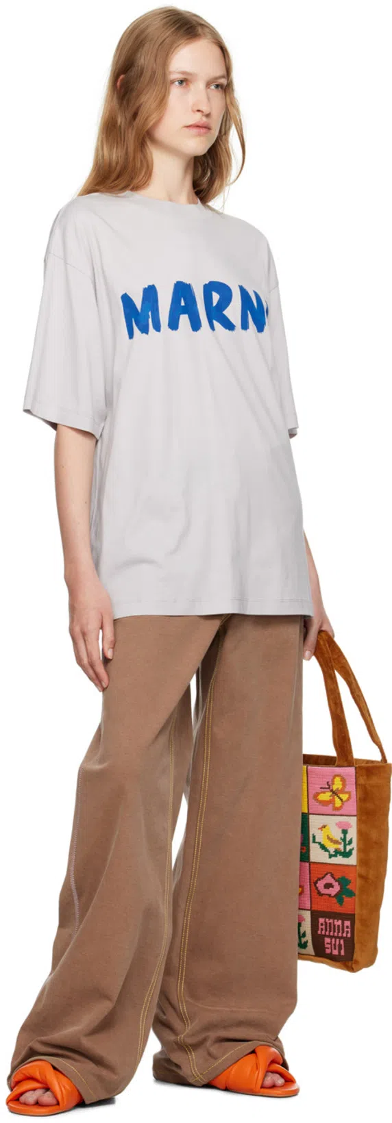 MARNI Brown Contrast Stitching Jeans In 00m40 Raisin