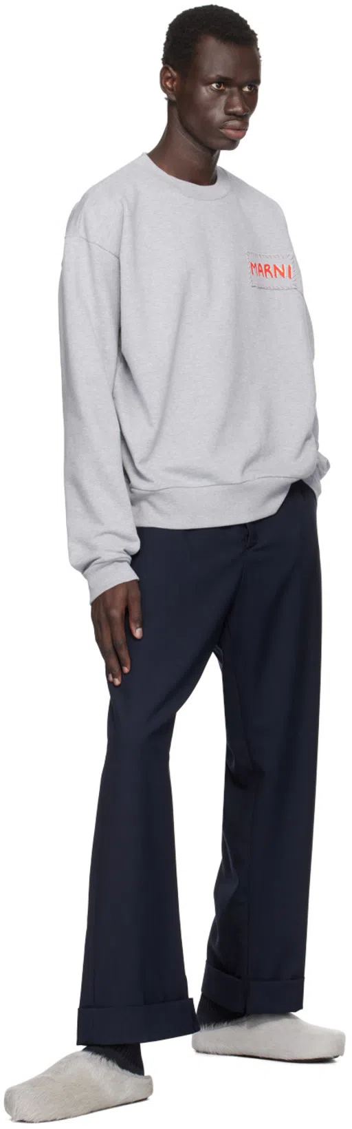 MARNI Cotton Jersey Sweatshirt In Gray