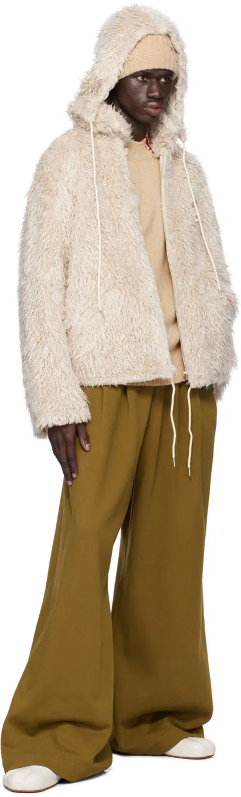 MARNI Faux Fur Jacket With Removable Hood. In Neutral