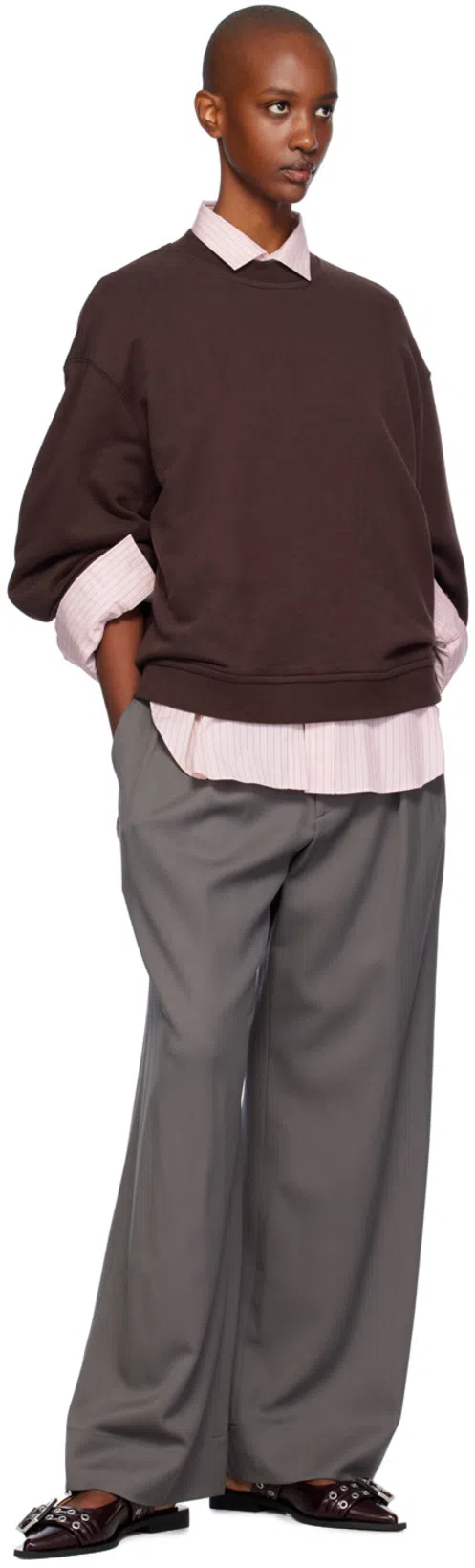 GANNI Feminine Buckle Slingback Flats In Black