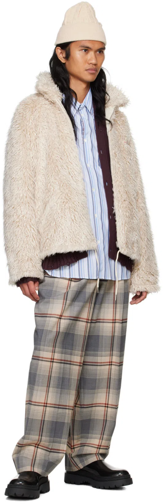 MARNI Faux Fur Jacket With Removable Hood. In Neutral