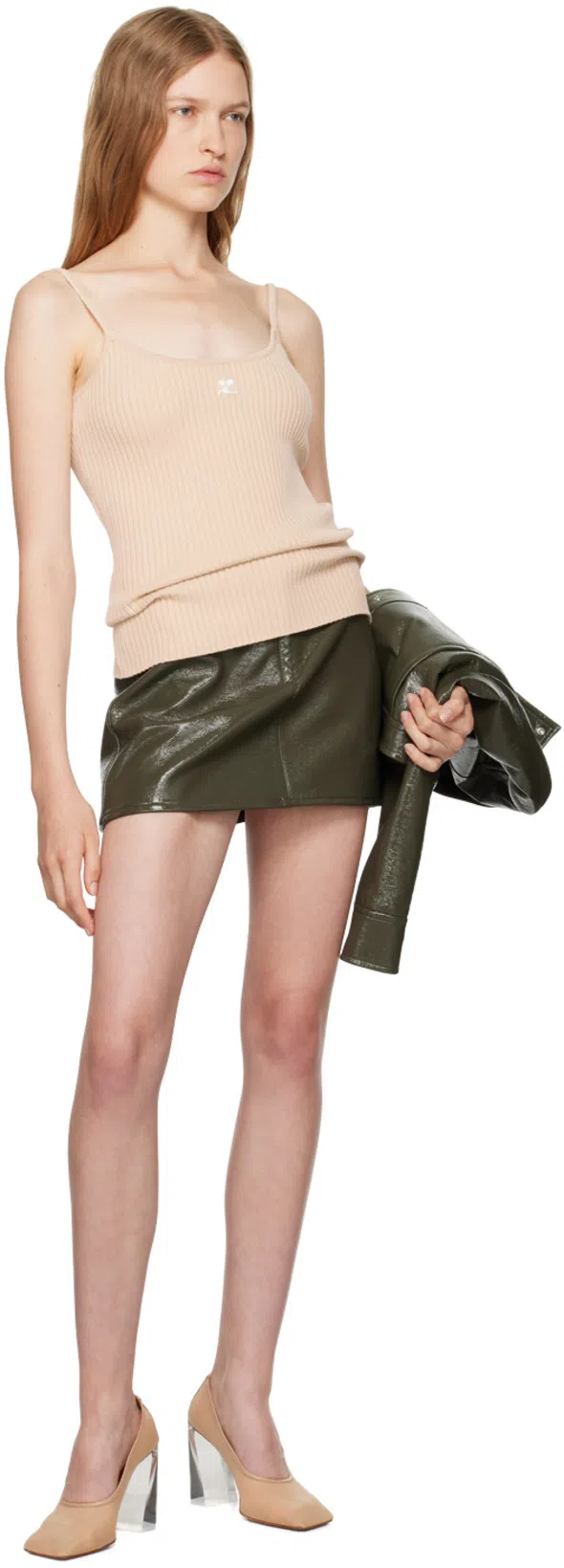 COURRÈGES Reedition Vinyl Mini Skirt In Burgundy