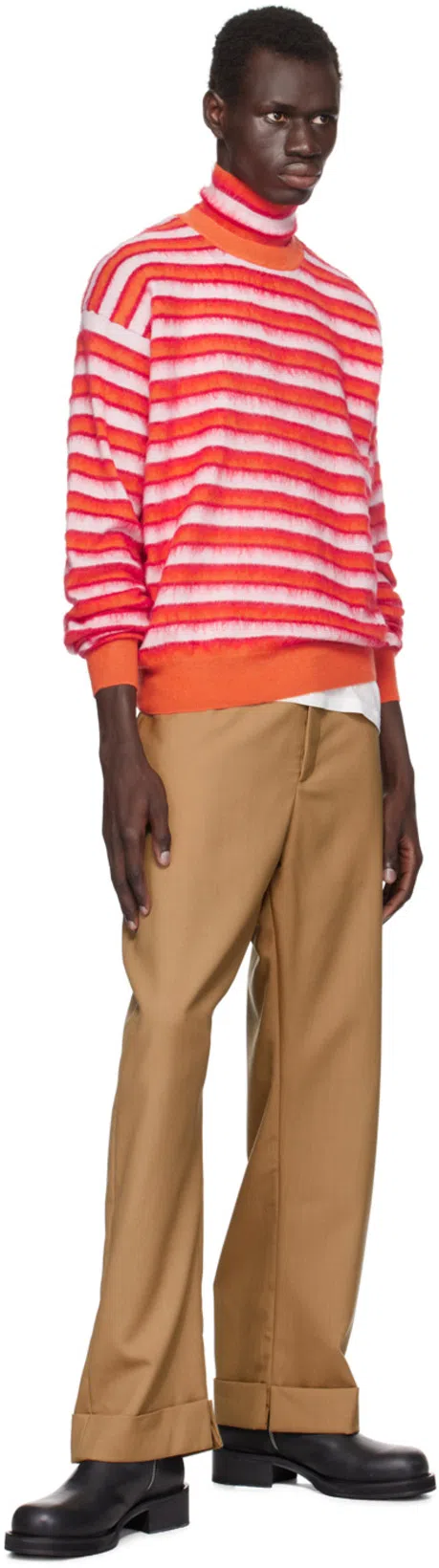 MARNI Orange Striped Sweater In Arabesque