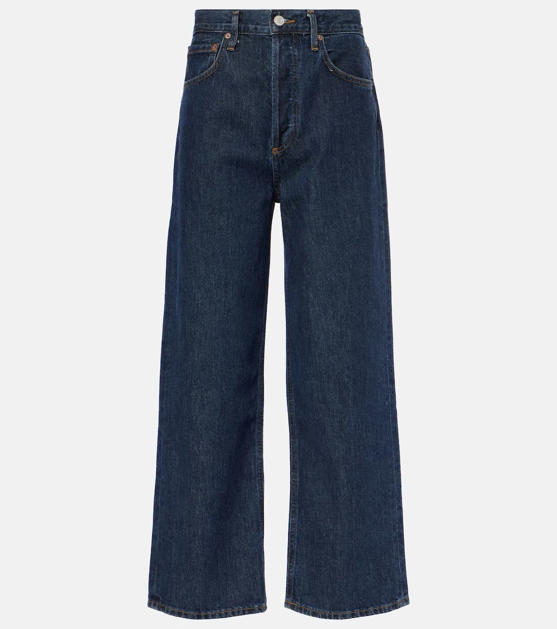 AGOLDE Wide-leg Denim Trousers With Metal Buttons In Blue