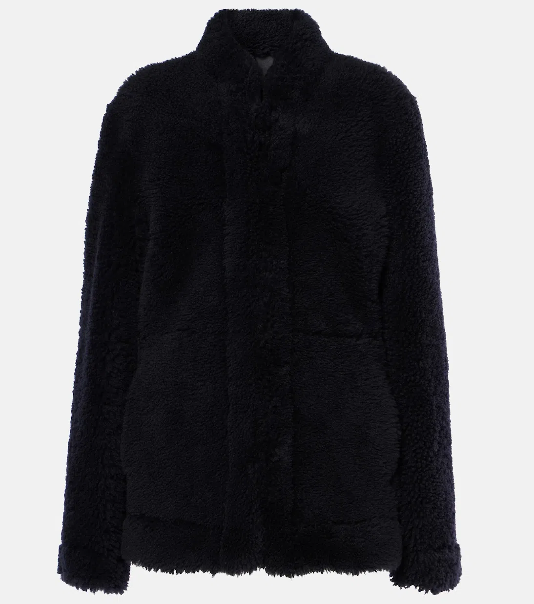 TOTÊME Cinched Shearling Jacket In Navy In Blue