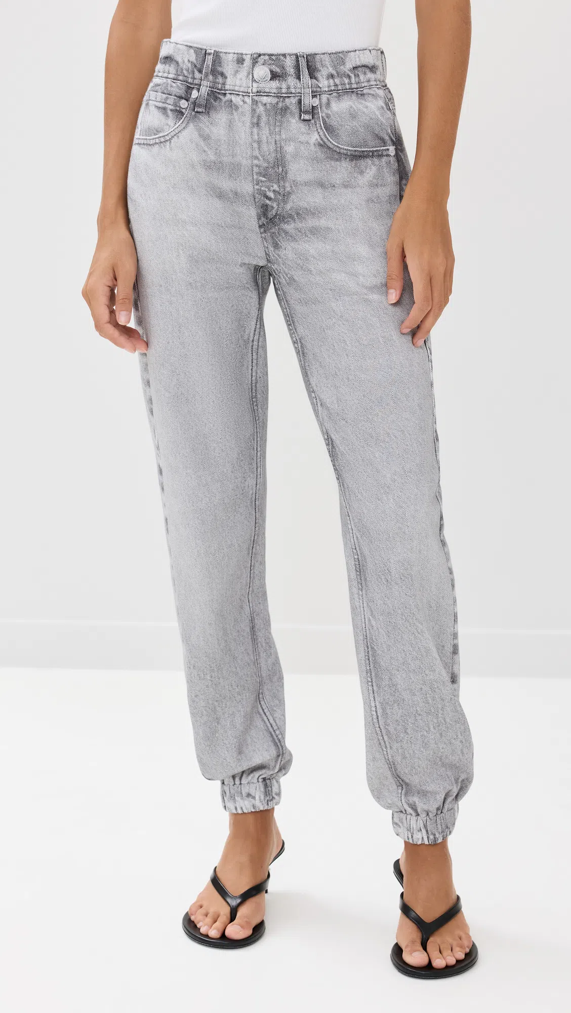 ACNE STUDIOS Bilaria Paneled Logo-print Denim Ballet Flats In Blue