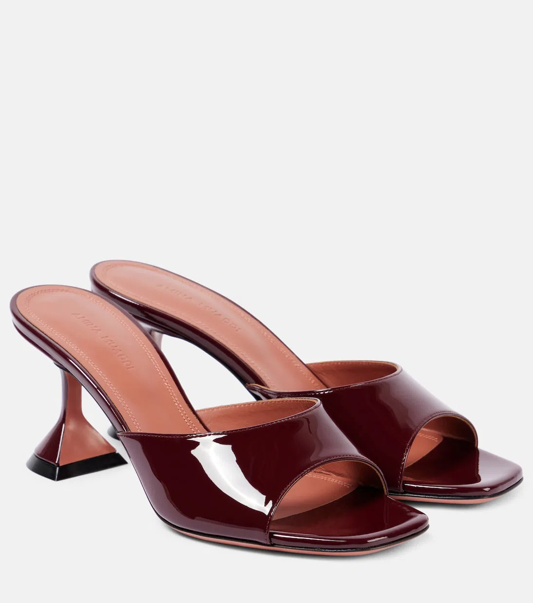 AMINA MUADDI Womens Wine Lupita 70 Flared-heel Patent-leather Heeled Mules