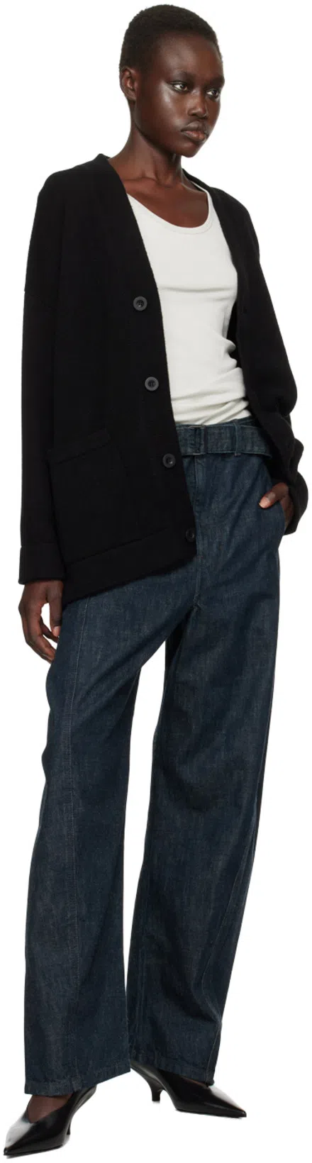 TOOGOOD Black 'the Forager' Cardigan In Lambswool Flint