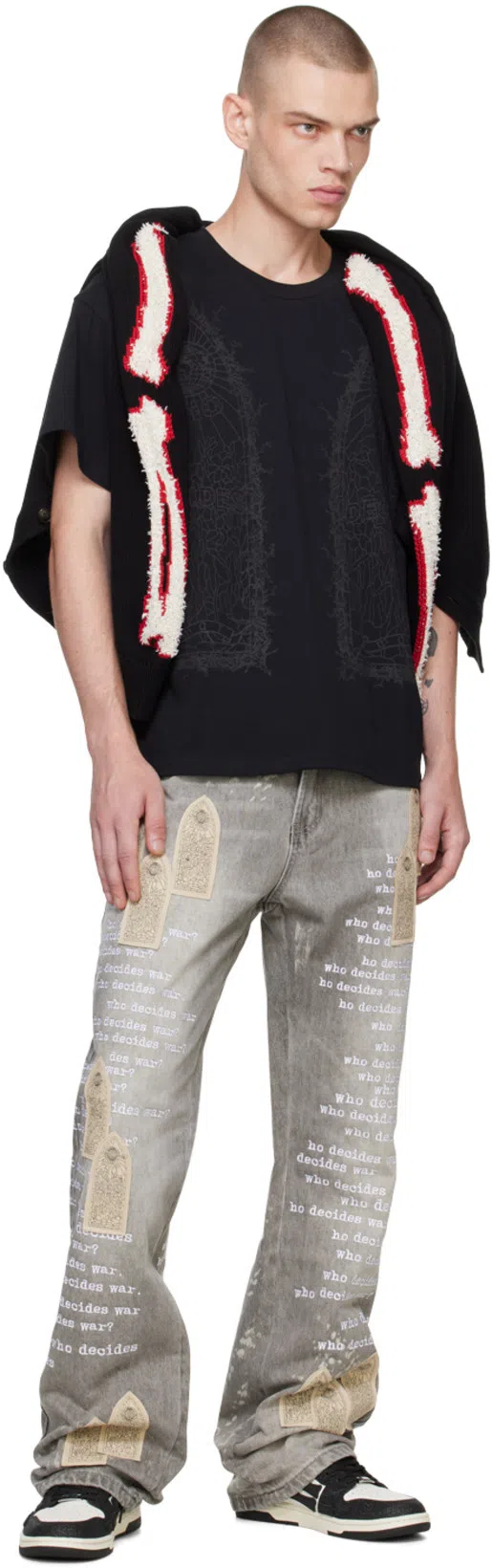 AMIRI Skel Sneakers In White And Black Leather